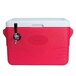 A red Micro Matic insulated cooler with a white lid.