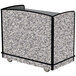 A Lakeside stainless steel full-service hydration cart with a gray sand laminate top and wheels.