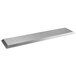 A long rectangular stainless steel Acopa appetizer tray with an angled brim.