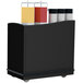 A black Lakeside serving cart with containers on it.