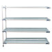 A white MetroMax metal shelving unit with four shelves.