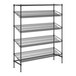 A black Regency wire shelving unit with five shelves.