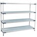 A white MetroMax polymer shelving unit with four shelves.