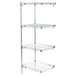 A chrome Metro Super Erecta wire shelving unit with four shelves.