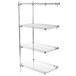 A Metro chrome wire shelving add on unit with three shelves.