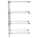 A chrome Metro Super Erecta wire shelving unit with four shelves.