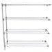 A chrome Metro Super Erecta stationary add-on shelving unit with four shelves.