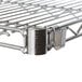 A Metro Super Erecta chrome wire shelf with a metal clip.