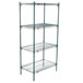 A Metroseal 3 wire shelving unit with four shelves.