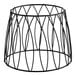 A round black patterned metal display stand.