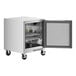 A white Beverage-Air undercounter refrigerator with a door open.