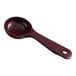 A reddish brown plastic Carlisle measuring spoon with a short handle.