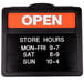 A black and white Headline Sign with the words "Open" and "Closed" on it.