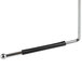 A black and silver plastic sleeve on a metal rod.
