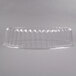 A clear plastic oval container with a clear plastic dome lid.