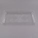 A clear plastic Fineline rectangular catering tray.