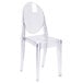 A Flash Furniture clear polycarbonate chair with an oval back.