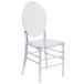 A Flash Furniture clear polycarbonate chair with an oval back.