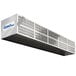 A metal air duct with a metal panel and vent on it.
