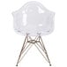A Flash Furniture Alonza clear plastic chair with a gold metal base.