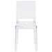 A Flash Furniture clear plastic chair with a square back.