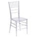 A Flash Furniture clear plastic chiavari chair.