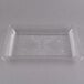 A clear plastic Fineline rectangular catering tray with a label on it.
