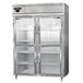 A large stainless steel Continental reach-in refrigerator with glass doors.