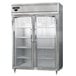 A Continental extra wide reach-in refrigerator with two glass doors.