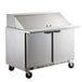 A Beverage-Air stainless steel 2 door mega top sandwich prep table.