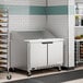 A Beverage-Air stainless steel commercial 2 door mega top refrigerator.