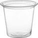 A clear plastic Choice portion cup with a round rim.