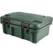 A granite green Cambro Ultra Pan Carrier with two handles.