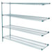 A Metro Super Erecta Metroseal wire shelving add on unit with three shelves.