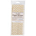 A package of Creative Converting paper straws with white and gold stripes.