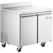 An Avantco stainless steel worktop refrigerator with two doors.