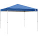 A blue Caravan Canopy tent with poles.