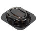 A black plastic container with a clear round lid.