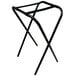 a black folding chair with a white background