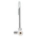 A close-up of an Equip by T&S wall mounted faucet with a chrome finish and a lever handle.