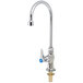 A chrome deck-mounted T&S pantry faucet with a blue lever handle.