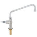 A chrome deck-mounted T&S faucet with a gold lever handle.