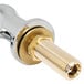 A T&S chrome deck mounted faucet with a metal lever handle and swing spout.