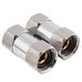 Two stainless steel flex inlets for an Equip by T&S deck-mounted faucet.