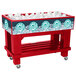 IRP Red Texas Icer 710 Insulated Ice Bin / Merchandiser with Shelf and Drain 48 inch x 24 inch 140 Qt.