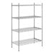 A wireframe of a Regency chrome heavy-duty dunnage shelving unit with four shelves.