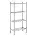 A Regency chrome metal shelving unit with four shelves.