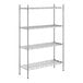 A Regency chrome metal shelving unit with four wire shelves.