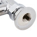 A T&S chrome deck-mounted faucet with lever handles and a swing spout.