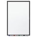 A Quartet whiteboard with black frame and markers on it.